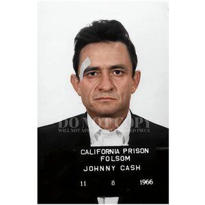 Johnny Cash Mugshot Photograph 11 X 17 | RARE 1966 Folsom Prison Mug Shot Poster